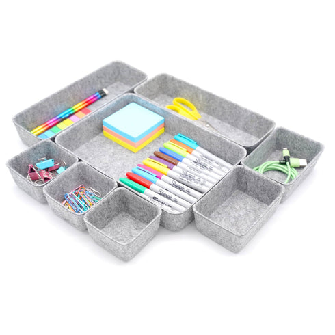 Welaxy storage & organize Gray Welaxy Drawer organizers bins trays catchall tray gift idea 8-piece rectangular